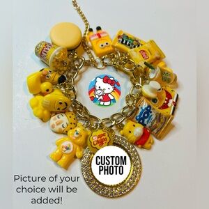 Gold Charm Chain Bracelet with Photo Charm